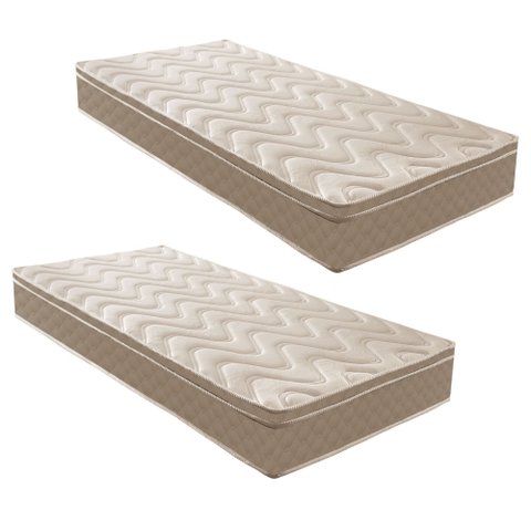 Kit com 2 Colchões Solteiro Unique Anatômico D28 25x88x188cm Paropas By Ecosono Bege/Rustico
