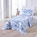 Ver imagem 2 de Cobre Leito Solteiro Colori Dupla Face 200 Fios 2 Peças - Flores Azuis 100% Poliéster