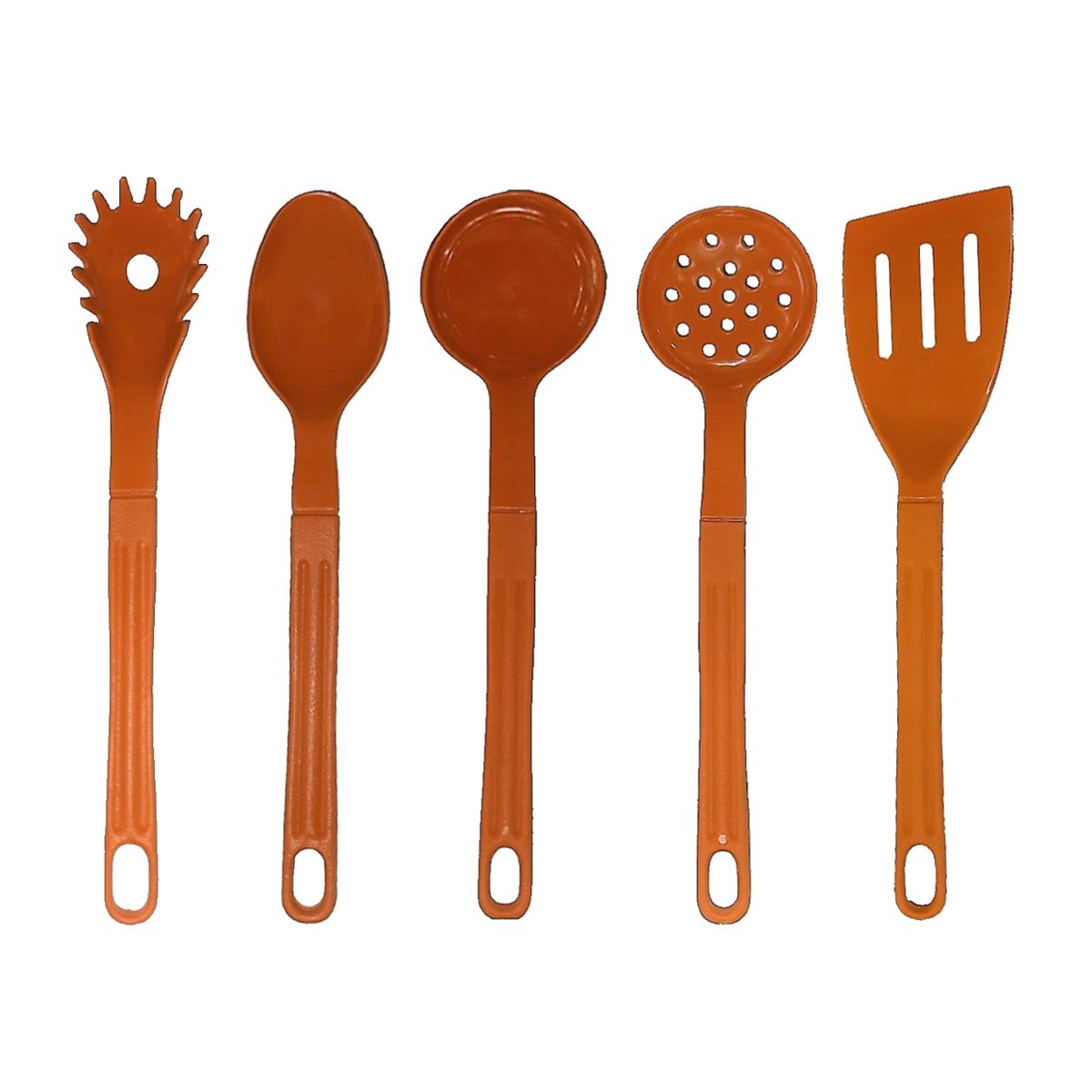 Jogo Conjunto de Talheres Nylon Utensílios Laranja 5 Peças