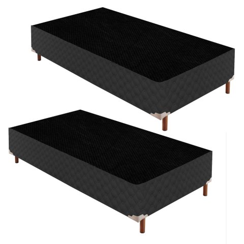 2 Bases Box Solteiro 42x88x188cm Íris Preto/Elegancy Paropas By Ecosono