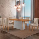 Ver imagem 1 de Mesa de Jantar Diane 180cm Tampo Mdf Laminado com 6 Cadeiras Safira Moderna Mobília