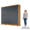 Ver imagem 5 de Guarda Roupa Casal 8 Portas 4 Gavetas 236cm Ágata M07 Freijó/cinza - Mpozenato