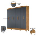 Ver imagem 3 de Guarda Roupa Casal 8 Portas 4 Gavetas 236cm Ágata M07 Freijó/cinza - Mpozenato
