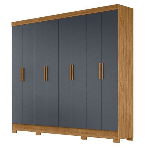 Guarda Roupa Casal 8 Portas 4 Gavetas 236cm Ágata M07 Freijó/cinza - Mpozenato