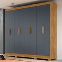 Ver imagem 2 de Guarda Roupa Casal 8 Portas 4 Gavetas 236cm Ágata M07 Freijó/cinza - Mpozenato