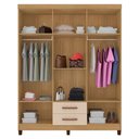 Ver imagem 4 de Guarda Roupa Casal Modena com Espelho 6 Portas e Cômoda Cannes 5 Gavetas Carvalho Americano Off