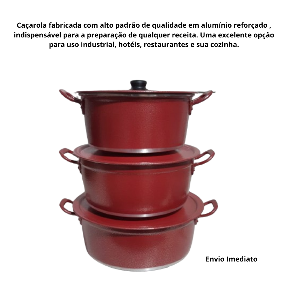 Jogo de Panela Feijoada Caldo Alumínio 3 Peças Vermelho - 4