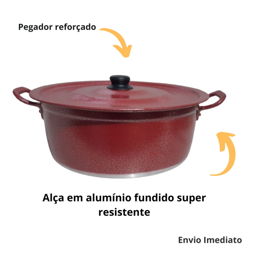 Jogo de Panela Feijoada Caldo Alumínio 3 Peças Vermelho - 2