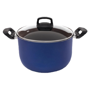 Caldeirão Tampa De Vidro Antiaderente Nº 24 Azul 6,7 Litros