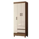 Ver imagem 2 de Guarda Roupa Solteiro 3 Portas com Pés Fit com Cômoda 1 Porta e 4 Gavetas Fit Jequetibá Off White