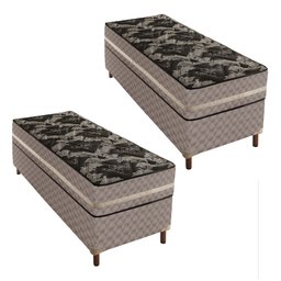 2 Bases Box Solteiro Galaxy 42x88x188cm com Kit com 2 Colchões Solteiro Molas Ensacadas Galaxy 26x88 - 1
