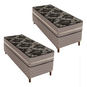 2 Bases Box Solteiro Galaxy 42x88x188cm com Kit com 2 Colchões Solteiro Molas Ensacadas Galaxy 26x88