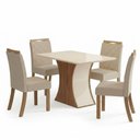 Ver imagem 4 de Conjunto Sala de Jantar Layla Confort 4 Lugares Tampo MDF Cadeiras Estofadas Off White 120cm Casa