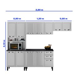 Cozinha Completa Aço Itatiaia New Premium 11 Portas 3 Gavetas e Nicho Microondas 2,80m - 3