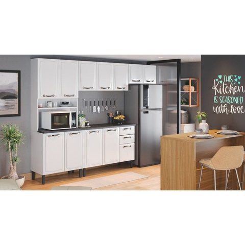 Cozinha Completa Aço Itatiaia New Premium 11 Portas 3 Gavetas e Nicho Microondas 2,80m