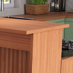 Bancada Cozinha Turim 130cm Mdp Nature Ilha Painel Ripado 3d - 5