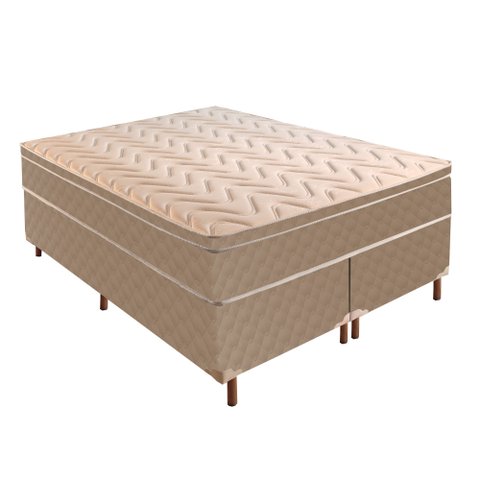 Cama Box King com Colchão de Molas Ensacadas Júlia 28x193x203cm Bege/Rustico Paropas By Ecosono