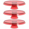 3 Boleiras Plásticas Vermelho Translúcido 28cm com Pedestal Pratos para Bolos e Docinhos - 1