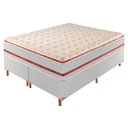 Ver imagem 1 de Cama Box Queen com Colchão de Molas Ensacadas 32x158x198cm e Base Mônaco Branco/Rustico/Bordo Paropa