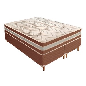 1 Cama Box King 42x193x203cm com Colchão Super King Molas Ensacadas 30x193x203cm Samambaia