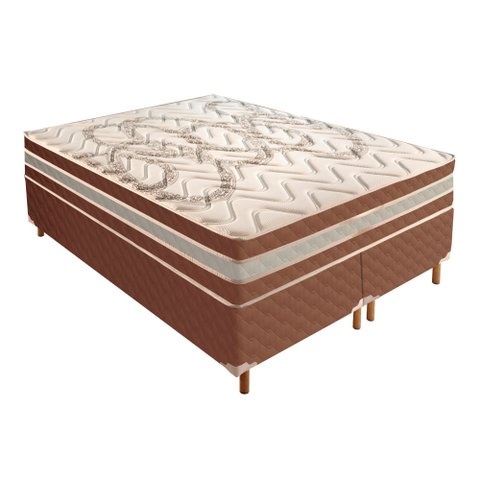 Cama Box King 42x193x203cm com Colchão Super King Molas Ensacadas 30x193x203cm Samambaia Paropas By