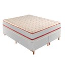 Ver imagem 1 de Cama Box King com Colchão de Molas Ensacadas 32x193x203cm e Base Mônaco Branco/Rustico/Bordo Paropas