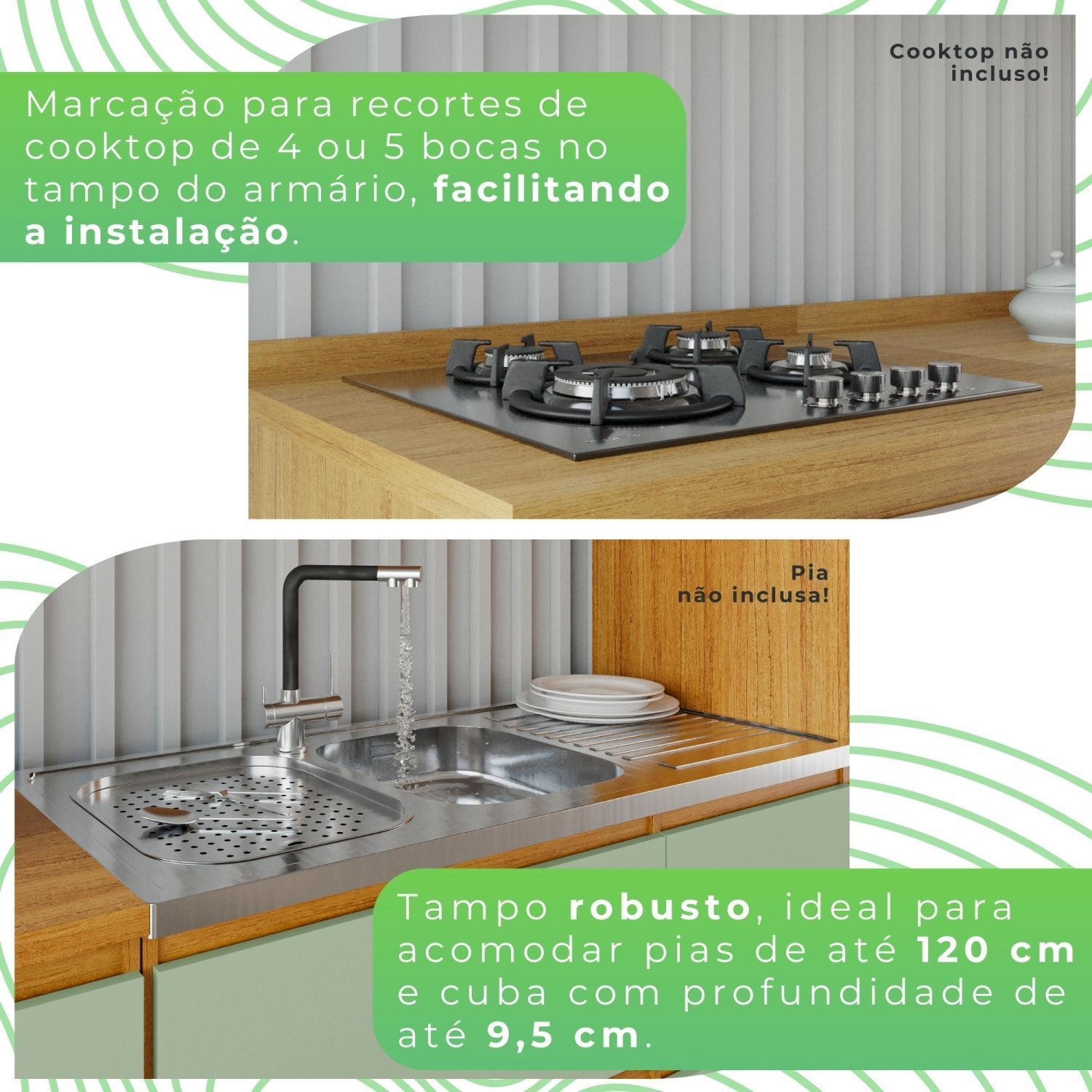 Cozinha Completa Cristaleira 5 Peças 100% Mdf Paloma - 11
