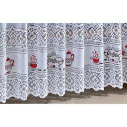 Cortina Pia/Balcão/Banheiro/Cozinha Renda Varias Estampas:Coffee Branca - 3
