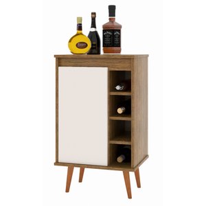 Aparador Buffet Adega Madri com Porta Pés Palito Retrô - Freijó / Off White