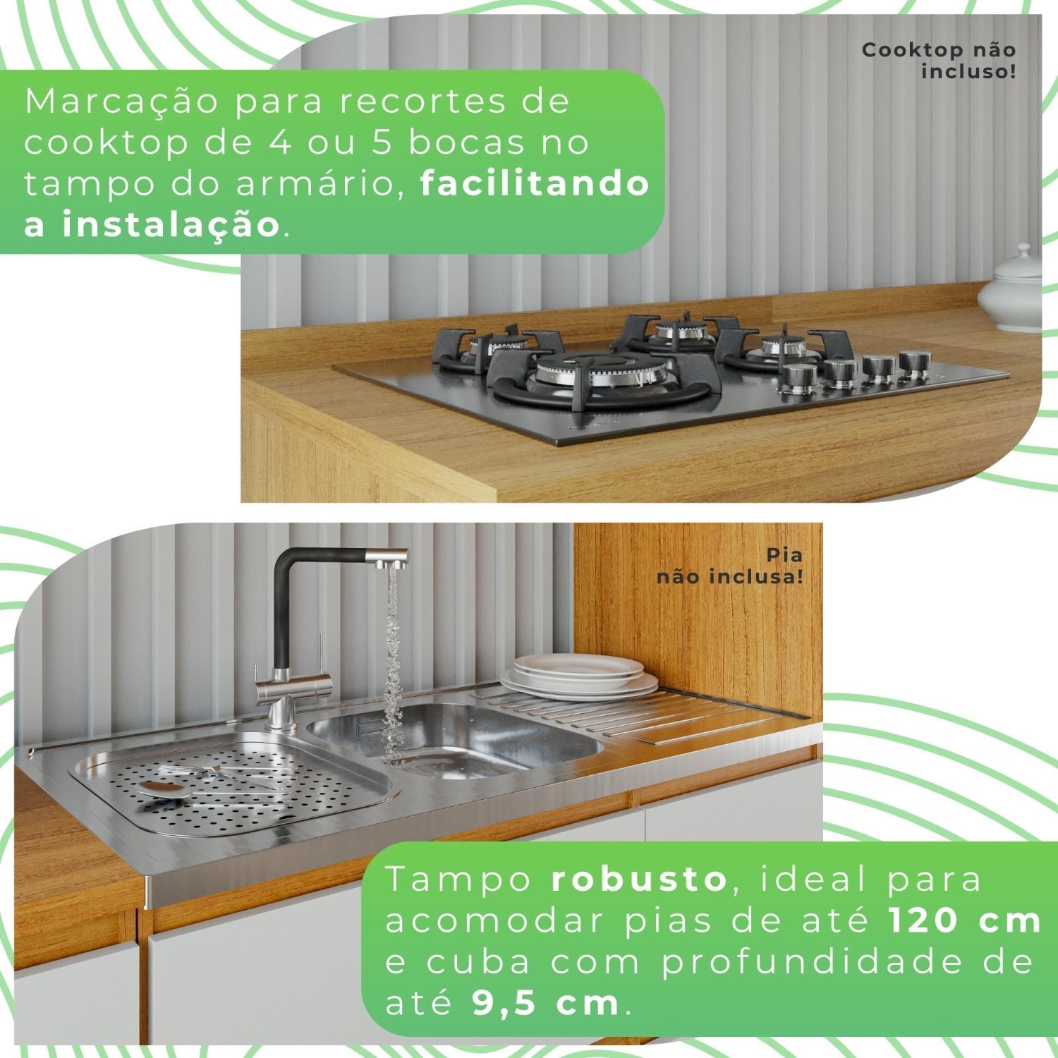 Cozinha Completa Cristaleira 5 Peças 100% Mdf Paloma - 11