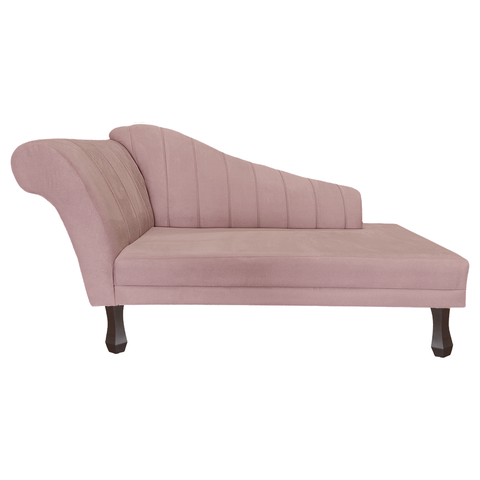 Recamier Divã para Sala Cecilia Pés Retro Tabaco 1.60cm Veludo Rosa Nude - Incasa Decor