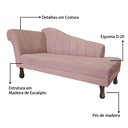 Ver imagem 7 de Recamier Divã para Sala Cecilia Pés Retro Tabaco 1.60cm Veludo Rosa Nude - Incasa Decor