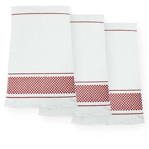 Pano de Copa Vitória Kit 3 peças - Dohler Branco/Vermelho