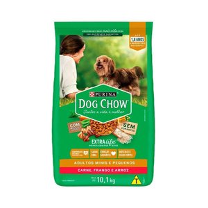 Ração para Cães Adultos ,raças Minis e Pequenas Extra Life Carne,frango e Arroz 10,1kg - Dog