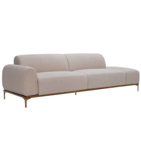 Sofá 03 Lugares 210cm Unne com Terminal Esquerdo Velusoft Bege - Nexta