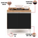 Ver imagem 5 de Balcão para Cooktop de Cozinha com Tampo 2 Portas Brenda 80 cm - D’Rossi Castanho e Preto