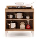 Ver imagem 1 de Balcão para Cooktop de Cozinha com Tampo 2 Portas Brenda 80 cm - D’Rossi Castanho e Preto