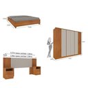 Ver imagem 2 de Quarto Casal Ripado Guarda-Roupa 6 Portas com Cama e Cabeceira Bege/Cinamomo