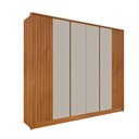 Ver imagem 5 de Quarto Casal Ripado Guarda-Roupa 6 Portas com Cama e Cabeceira Bege/Cinamomo