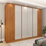 Quarto Casal Ripado Guarda-roupa 6 Portas com Cama e Cabeceira - 4