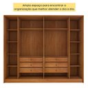 Ver imagem 7 de Quarto Casal Ripado Guarda-Roupa 6 Portas com Cama e Cabeceira Bege/Cinamomo