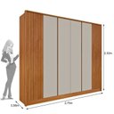 Ver imagem 6 de Quarto Casal Ripado Guarda-Roupa 6 Portas com Cama e Cabeceira Bege/Cinamomo