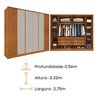 Quarto Casal Ripado Guarda-roupa 6 Portas com Cama e Cabeceira - 13