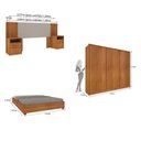 Ver imagem 2 de Quarto Casal Ripado Guarda-Roupa 6 Portas com Cama e Cabeceira Bege/Cinamomo