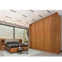 Ver imagem 1 de Quarto Casal Ripado Guarda-Roupa 6 Portas com Cama e Cabeceira Bege/Cinamomo