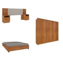Ver imagem 3 de Quarto Casal Ripado Guarda-Roupa 6 Portas com Cama e Cabeceira Bege/Cinamomo