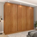 Ver imagem 4 de Quarto Casal Ripado Guarda-Roupa 6 Portas com Cama e Cabeceira Bege/Cinamomo