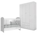 Ver imagem 1 de Jogo de Quarto Infantil 100% MDF Roupeiro Old Clean 4 Portas + Berço Mini Cama Pirulito