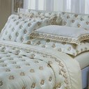 Ver imagem 2 de Kit Cobre Leito Colcha Garland Queen 100% Algodão 400 Fios Acetinado Bordado 5 Peças - Palha e