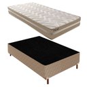 Ver imagem 1 de Cama Box Solteiro com Colchão D33 Unique Plus Duoface 25x88x188cm e Base Júlia Bege/Rustico Paropas